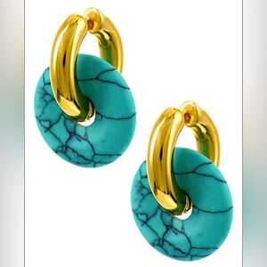 Gold and Turquoise Hoop Earrings